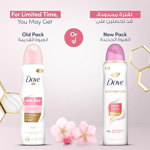 Dove Advanced Care Antiperspirant Deodorant Spray - Even Tone, 72H Protection, 150ml