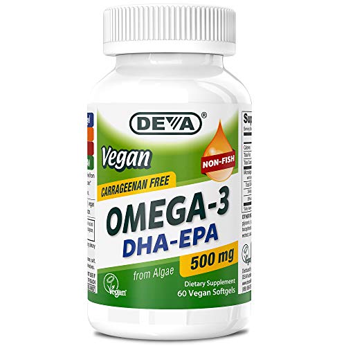 Deva Vegan Algae Oil Omega-3 DHA EPA Supplement 500 MG - 60 Softgels