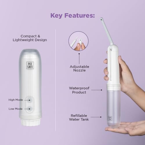 Pee Safe Portable Jet Spray Bidet - Travel-Friendly Handheld with Adjustable Nozzle