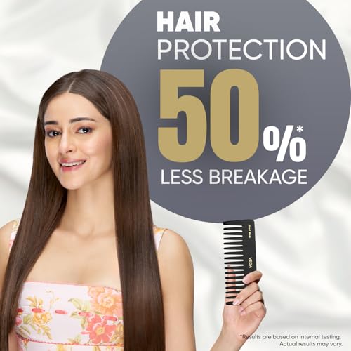Vega Large Black Shampoo Comb for Deep Cleansing and Detangling