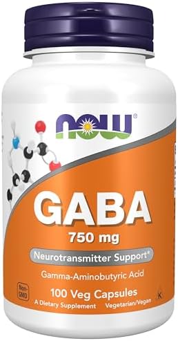 Now Foods Supplements Gaba Gamma Aminobutyric Acid 750mg Neurotransmitter Support 100 Veg Capsules