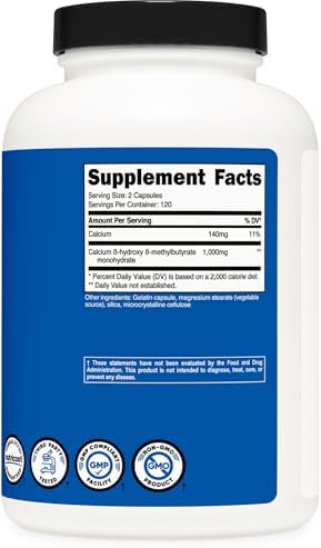 Nutricost HMB 1000mg (240 Capsules): Muscle Growth & Recovery Support