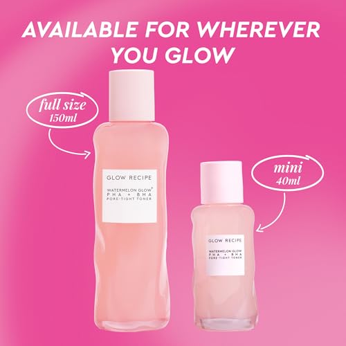 Glow Recipe PHA + BHA Face Toner - Pore Minimizer & Gentle Exfoliant for Glass Skin - Hydrating & Tightening with Hyaluronic Acid & Watermelon (40ml)
