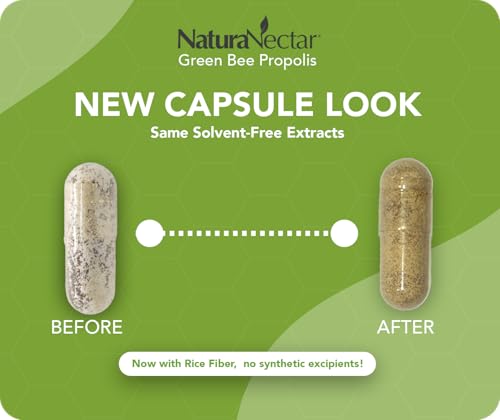 NaturaNectar Green Bee Propolis - Premium Brazilian Propolis with NSF Content Certificate - Ethically Sourced, Natural Beekeeping - 60 Capsules for Care Relief