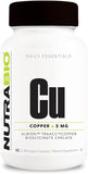 NutraBio Copper Chelate: Boost Immunity with 3mg Copper (90 Capsules)