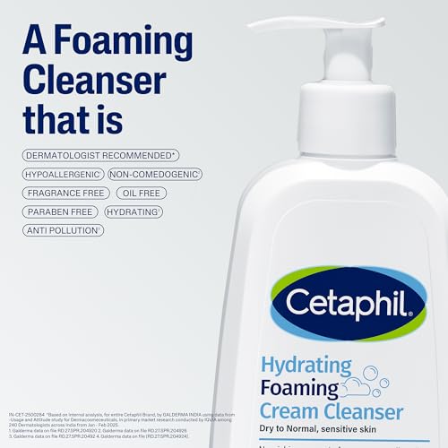 Cetaphil Hydrating Foaming Face Wash | Cream to Foam, Niacinamide & Aloe for Sensitive Skin, 236ml