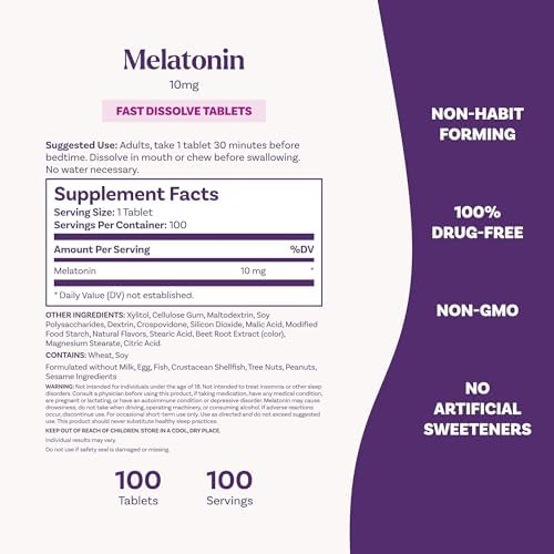 Natrol - Melatonin Sleep, Fast Dissolve, Maximum Strength, Strawberry 10 mg - 100 Tablets
