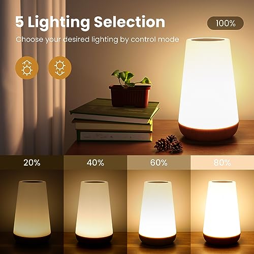 THAUSDAS GKCI Touch Lamp - 5-Level Dimmable Bedside Lamp with USB Charging Port, Warm White & Color Changing RGB for Bedroom, Office, Hallways