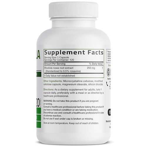Rhodiola Rosea Vegetarian Capsules - Brain Support, Stress Relief & Mood Enhancement