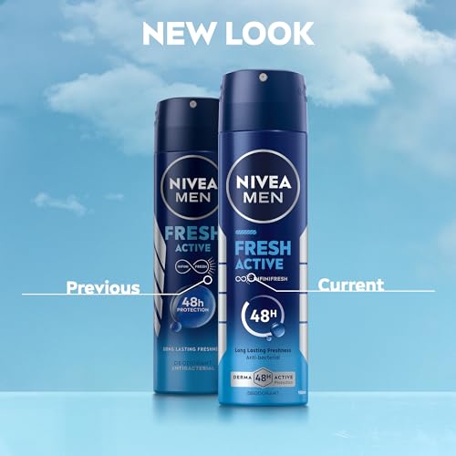 NIVEA MEN Fresh Active Antibacterial Deodorant Spray - 48H Protection, 150ml