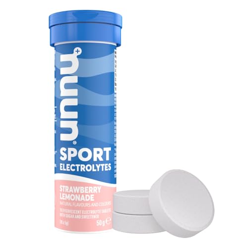 NUUN Sport Electrolytes Hydration Tablets Bundle - 4 Tubes (40 Tablets) + Reflective Shoe Laces (Strawberry Lemonade)
