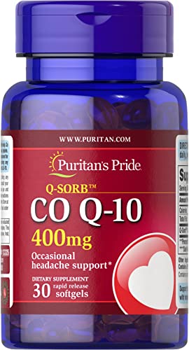 Puritans Pride CoQ10 400 Mg Capsules for Cellular Energy 30 Count