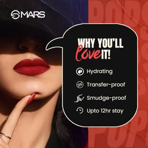 MARS Popstar Drying Liquid Mousse Lipstick - Matte Finish | 12-Hour Wear | Transferproof & Waterproof (03-Chorus Girl) | 6.0 ml
