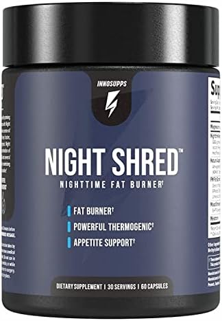 Night Shred Fat Burner and Natural Sleep Support | Ashwaganda, 5-HTP, CLA, Melatonin | Appetite Suppressant | Weight Loss Support Nighttime Fat Burning (60 Vegetarian Capsules)