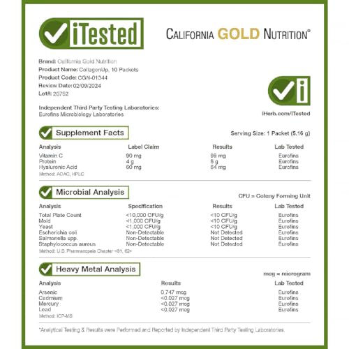 California Gold Nutrition CollagenUP® Marine Collagen Peptides w/ HA & Vitamin C (10 Servings)