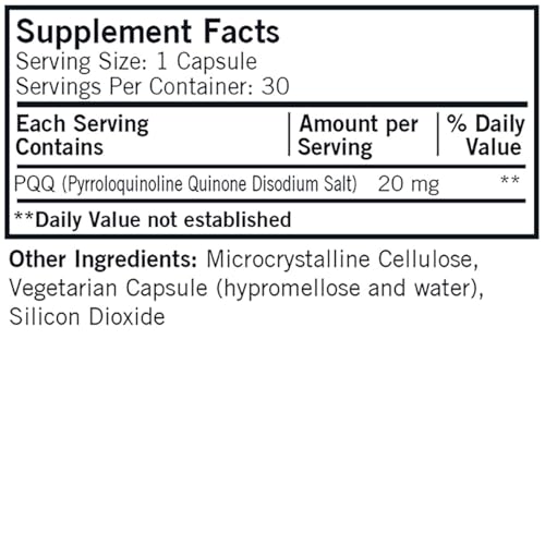 Kirkman PQQ 20mg - Powerful Mitochondrial Support Supplement, 30 Capsules
