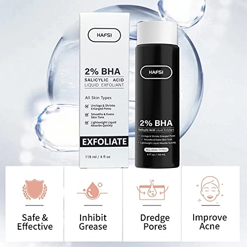 HAFSI 2% BHA Salicylic Acid Exfoliant Serum - Fights Blackheads & Enlarged Pores for Oily & Combination Skin - 118ml / 4 fl oz