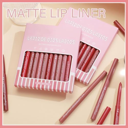 12 Colors Matte Lip Liner Lipstick Set One Step Lips Makeup Kit Velvet Nude Collection