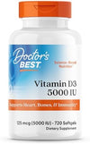مكمل فيتامين د3 Doctor's Best ١٢٥ ميكروغرام (٥٬٠٠٠ وحدة دولية) ٧٢٠ هلامية لينة