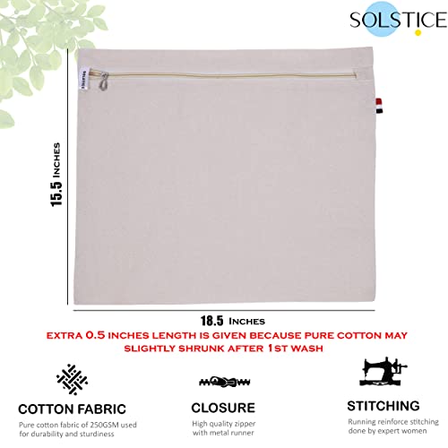 SOLSTICE Cotton Saree Cover Storage Bags 18" x 15" Zipper Closure - Pack of 10 No Window