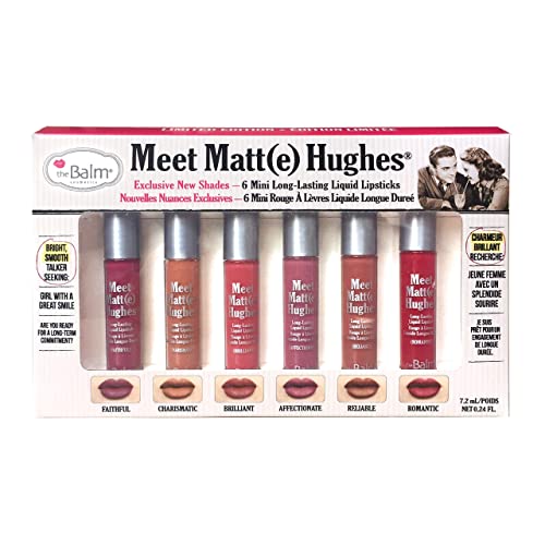 theBalm Meet Matt(e) Hughes Set of 6 Mini Long-Lasting Liquid Lipsticks - Travel-Friendly Kit