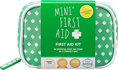 Mini First Aid Kit - 90-Piece Complete Kids First Aid Kit with Plasters, Bandages, Burn Gel & Medical Tools - Portable Safety Kit for Car, Home, Office, Travel & Camping