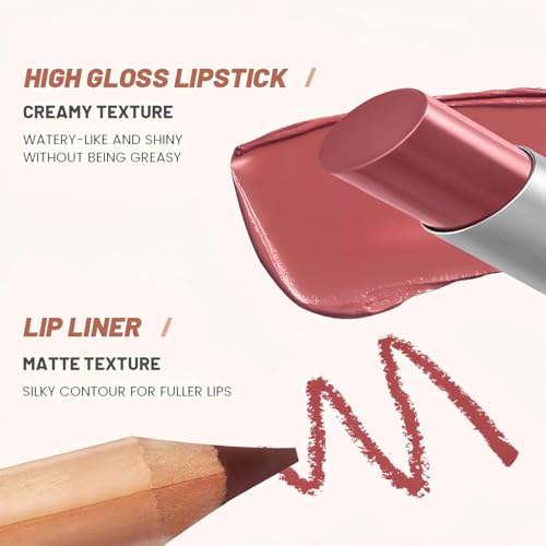 2PCS Lip Liner and Lipstick Combo Set - Waterproof Long-Lasting Matte