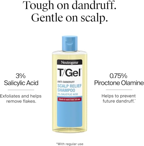 Neutrogena T/Gel Scalp Relief Shampoo 250ml - Soothes Itchy, Flaky Scalp with Salicylic Acid