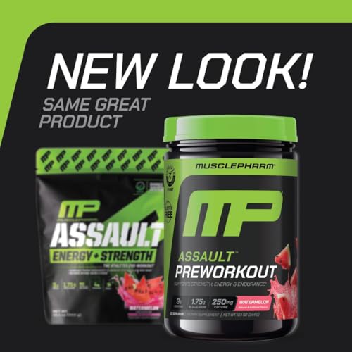 MusclePharm Assault Sport Pre-Workout Powder - High-Dose Energy, Focus, Strength & Endurance - Watermelon, 30 Servings
