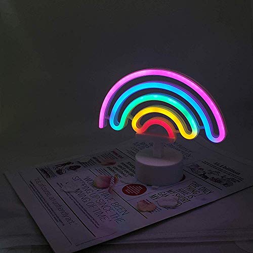 Neon Rainbow LED Wall Light - Battery Operated Marquee Sign for Bedroom & Party Decor