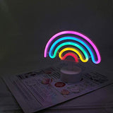 Neon Rainbow LED Wall Light - Battery Operated Marquee Sign for Bedroom & Party Decor