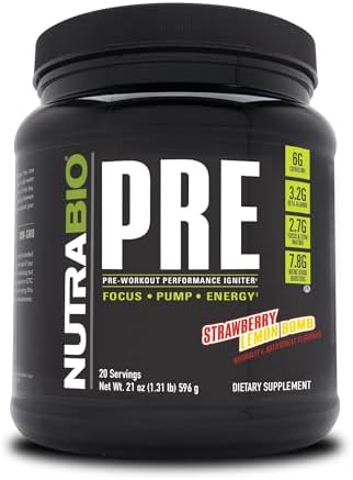 NutraBio PRE-Workout Strawberry Lemon Bomb (1.31lb)