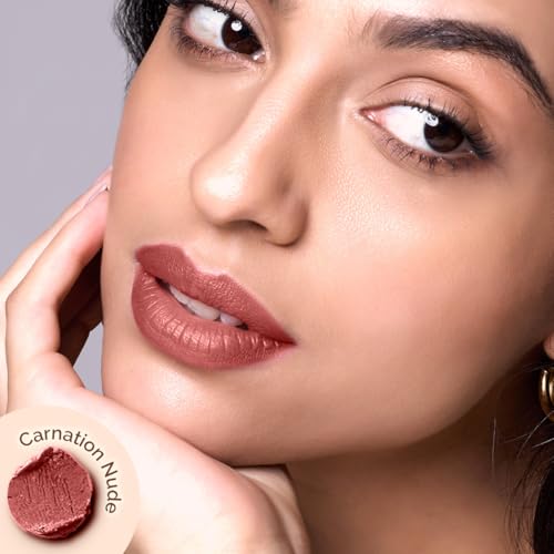 Mamaearth Moisture Matte Long Stay Lipstick - 01 Carnation Nude – 2g | With Avocado Oil & Vitamin E | 12-Hour Stay, Smudge-Proof & Non-Drying