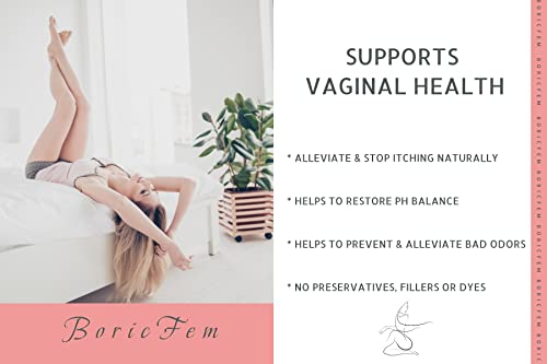 N'More Boric Acid Suppositories - 30 Count, 600mg | 100% Pure Feminine Health Support | Made in USA