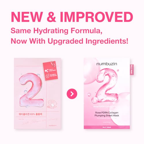 Numbuzin No.2 Rose PDRN Collagen Plumping Sheet Mask – 4ea | Korean Face Mask for Brightening and Hydration