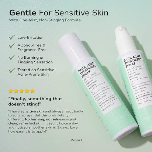 BellamiLuxx Back & Body Acne Treatment Spray with Tea Tree Oil for Clear, Soothe & Moisturize - Effective for Men, Women & Teens