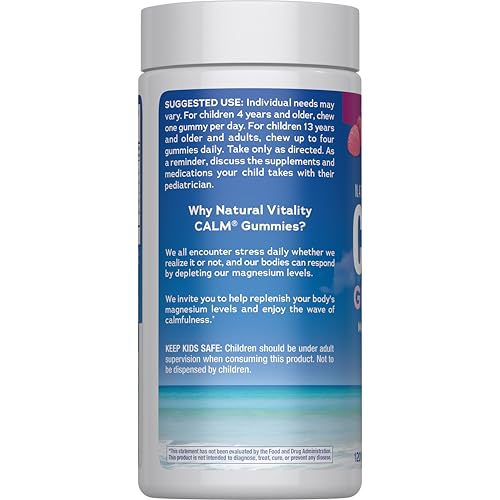 Natural Vitality Raspberry-Lemon Anti-Stress Gummies – 120 Count for Calm & Mood Support