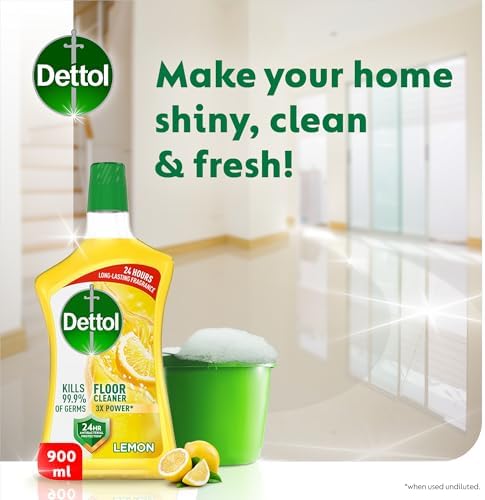 Dettol Antibacterial Power Floor Cleaner (Fresh Lemon, 900ml)