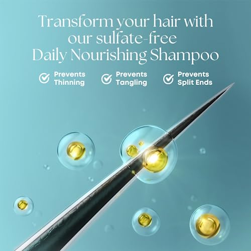 Sulfate Free Daily Nourishing Shampoo and Conditioner Set with Keratin, Brahmi & Argan Oil - 250ml each