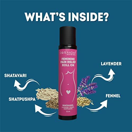 AADAR Feminine Pain Relief Roll-On for PCOS, Hormones & Mood - 10ml with Shatavari