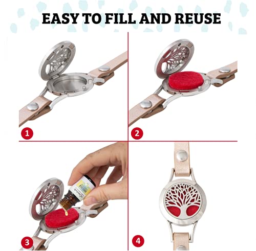 mEssentials Wild MOM Aromatherapy Oil Diffuser Bracelet Gift Set - Black Leather Wrap with 100% Pure Essential Oils