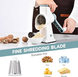 Tazweeq Rotary Cheese Grater & Mandolin Slicer - Stainless Steel (White)