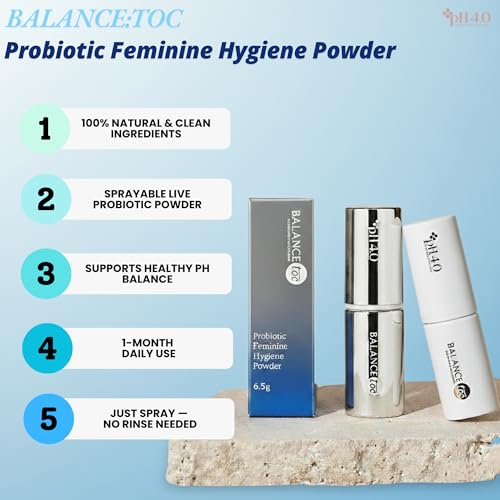 pH4 BalanceToc Feminine Probiotic Powder Spray – Silver Edition – Probiotic Care for Odor Control & pH Balance – 6.5g
