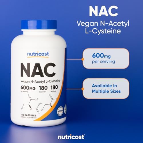 Nutricost NAC 600mg - 180 Capsules | Antioxidant Support for Liver & Lungs