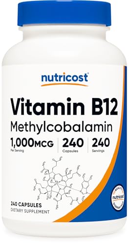 Nutricost Vitamin B12 (Methylcobalamin) 1000mcg - 240 Capsules - Vegetarian, Non-GMO & Gluten Free