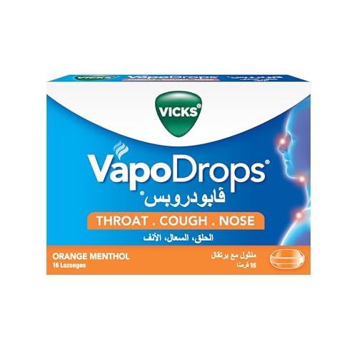 Vicks VapoDrops Cough, Nose & Throat Orange Menthol Lozenges - 16 Count