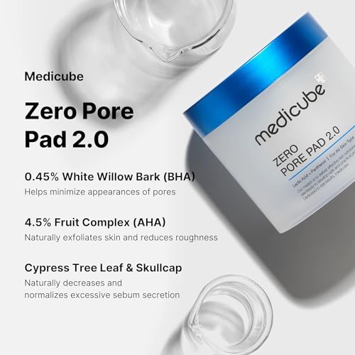 Medicube Zero Pore Pads 2.0 - Dual-Textured Exfoliating Toner Pads with AHA & BHA - 70 Pads