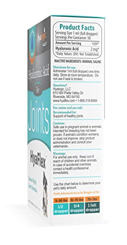 Hyalogic HyaFlex Hyaluronic Acid for Dogs - Joint & Mobility Support - 1 oz (30 ml)
