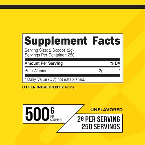 Primaforce Beta Alanine Powder 500g Unflavored - Endurance Boost Pre & Post Workout Supplement