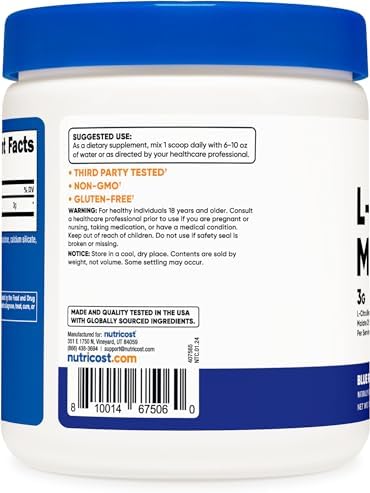 Nutricost L-Citrulline Malate 2:1 - Enhanced Performance & Recovery (Blue Raspberry, 300g)